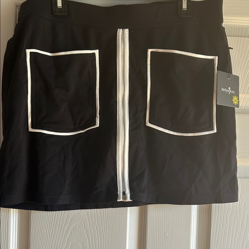 Belyn Key Black Mini Skirt with White Accents